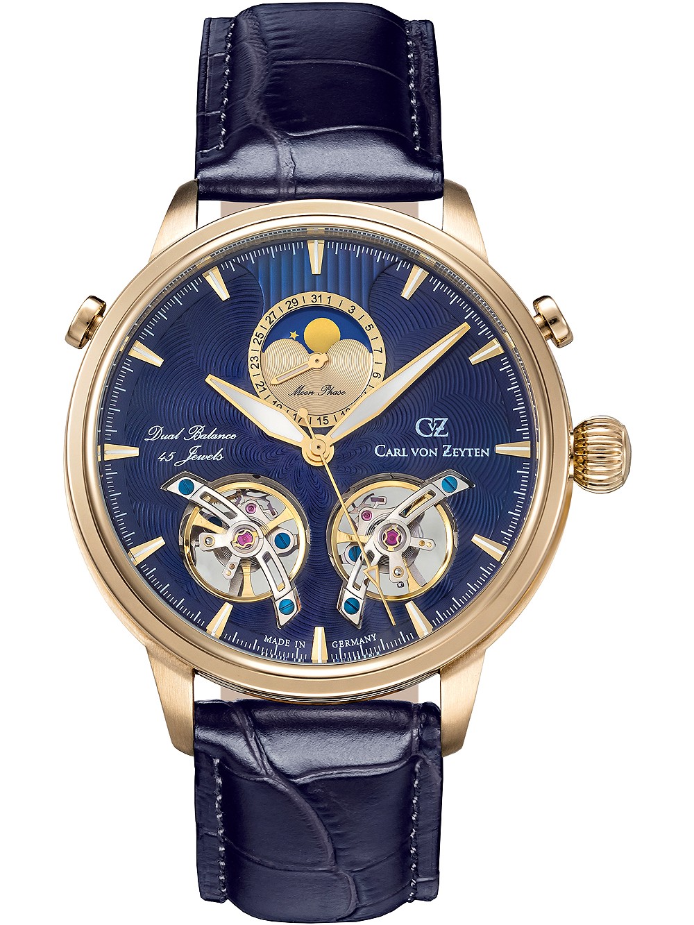 orologio uomo Carl von Zeyten CVZ0060GBLS Durbach Moonphase Automatic 45mm 5ATM