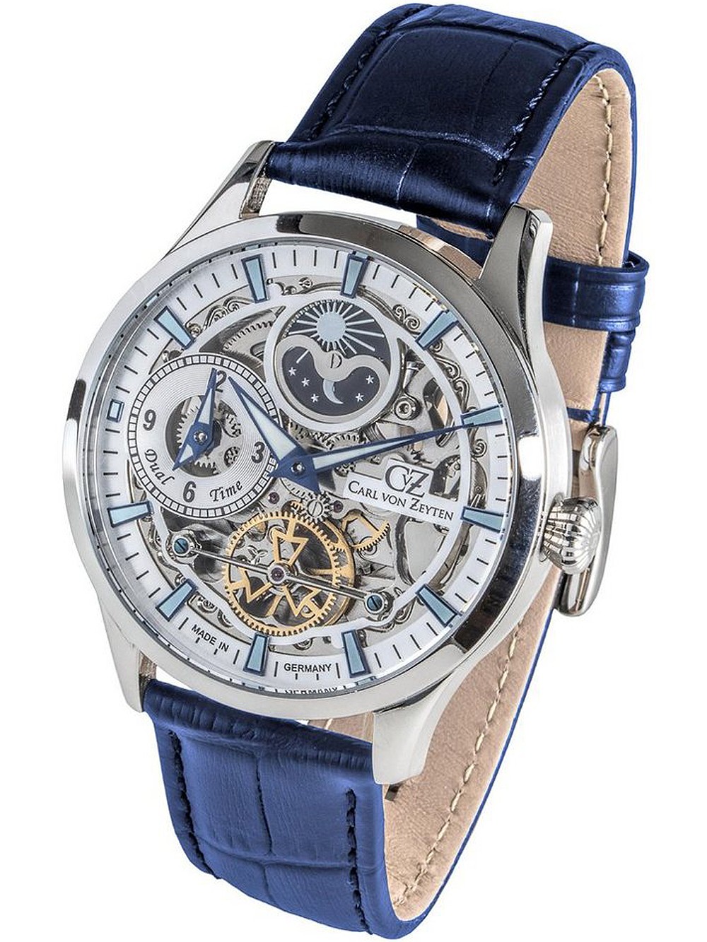 orologio uomo Carl von Zeyten CVZ0063SLS Freiburg Automatic Dual Time 44mm 10ATM