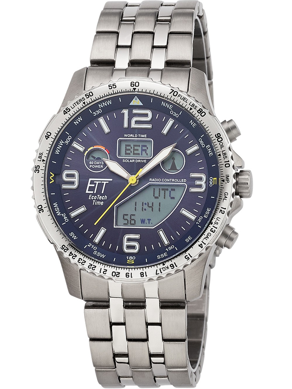 orologio uomo ETT EGT-11575-31M Mens Watch Solar Titan Radio-Controlled 43mm 10ATM