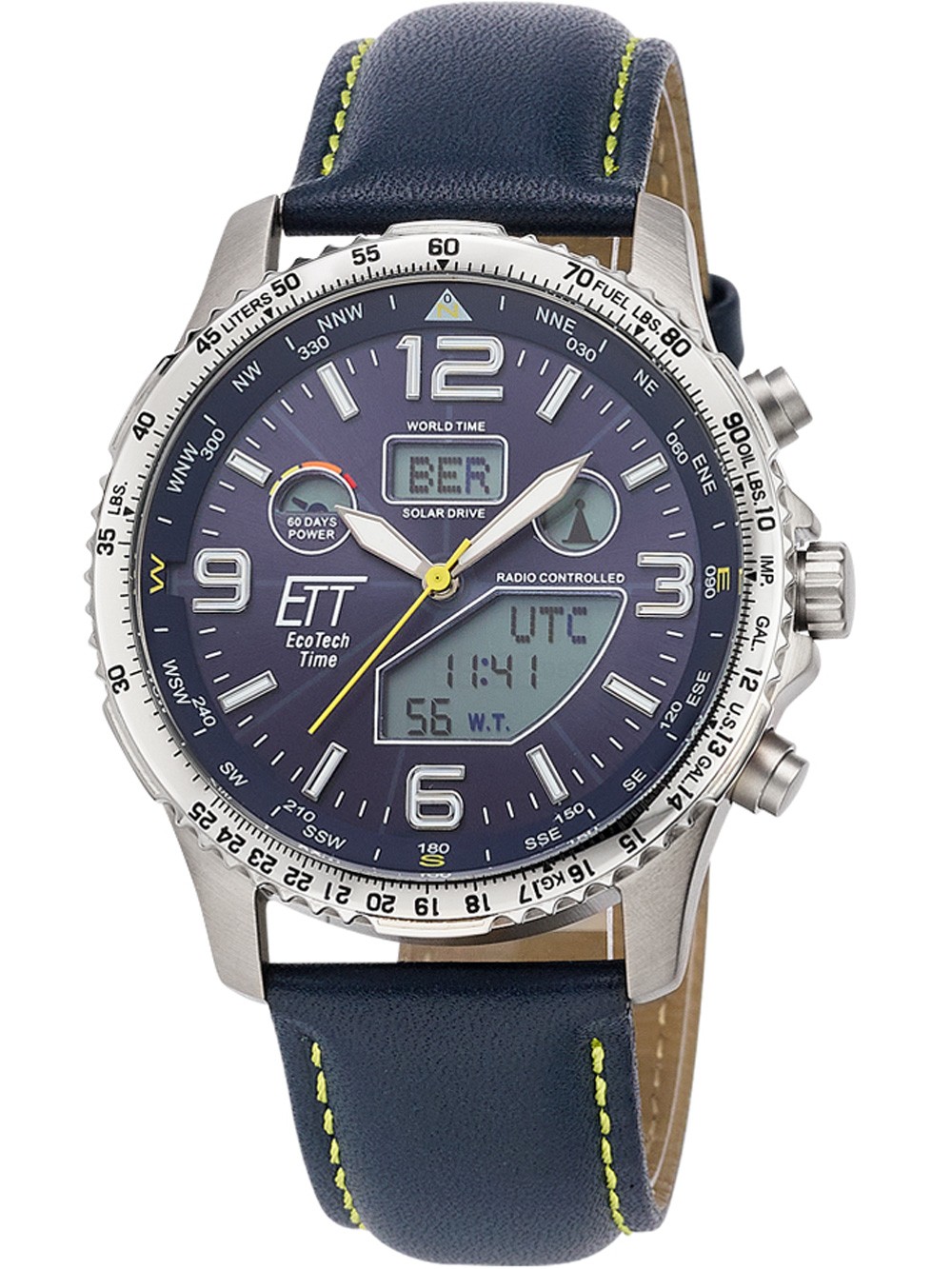 orologio uomo ETT EGT-11574-31L Mens Watch Solar Titan Radio-Controlled 43mm 10ATM