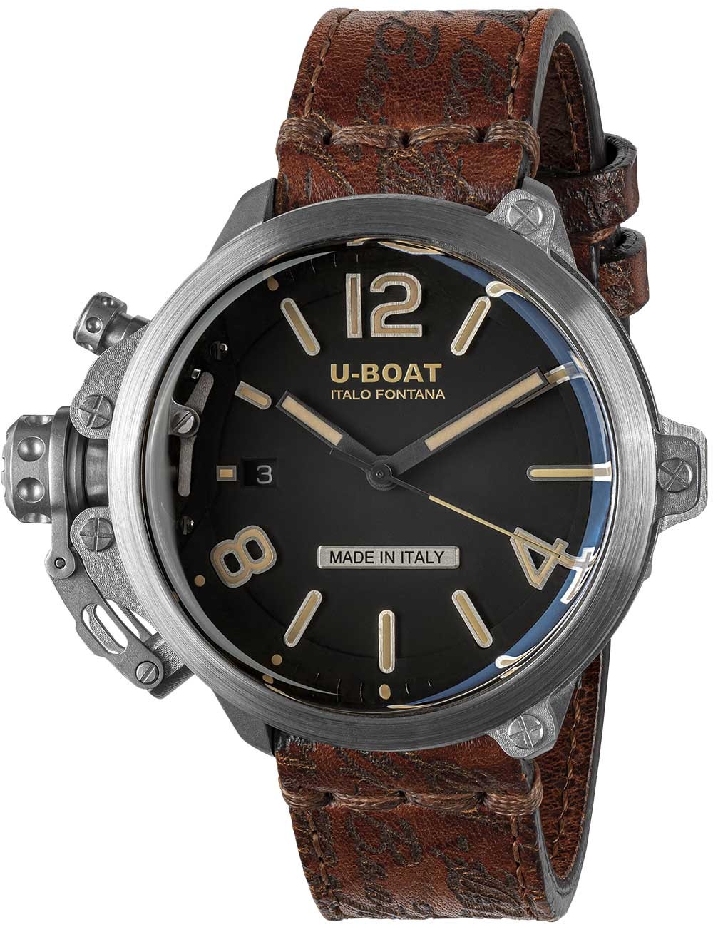 orologio uomo U-Boat 8809 Capsule 45 mm SS BK BE Automatic Mens Watch 10ATM