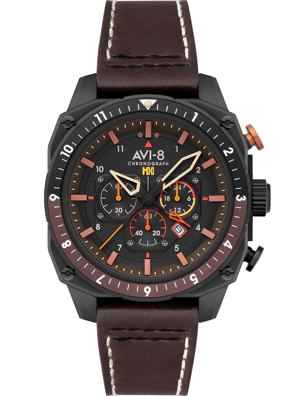 orologio uomo AVI-8 AV-4100-08 Mens Watch Hawker Hunter Dual Time Chronograph 43mm 5ATM