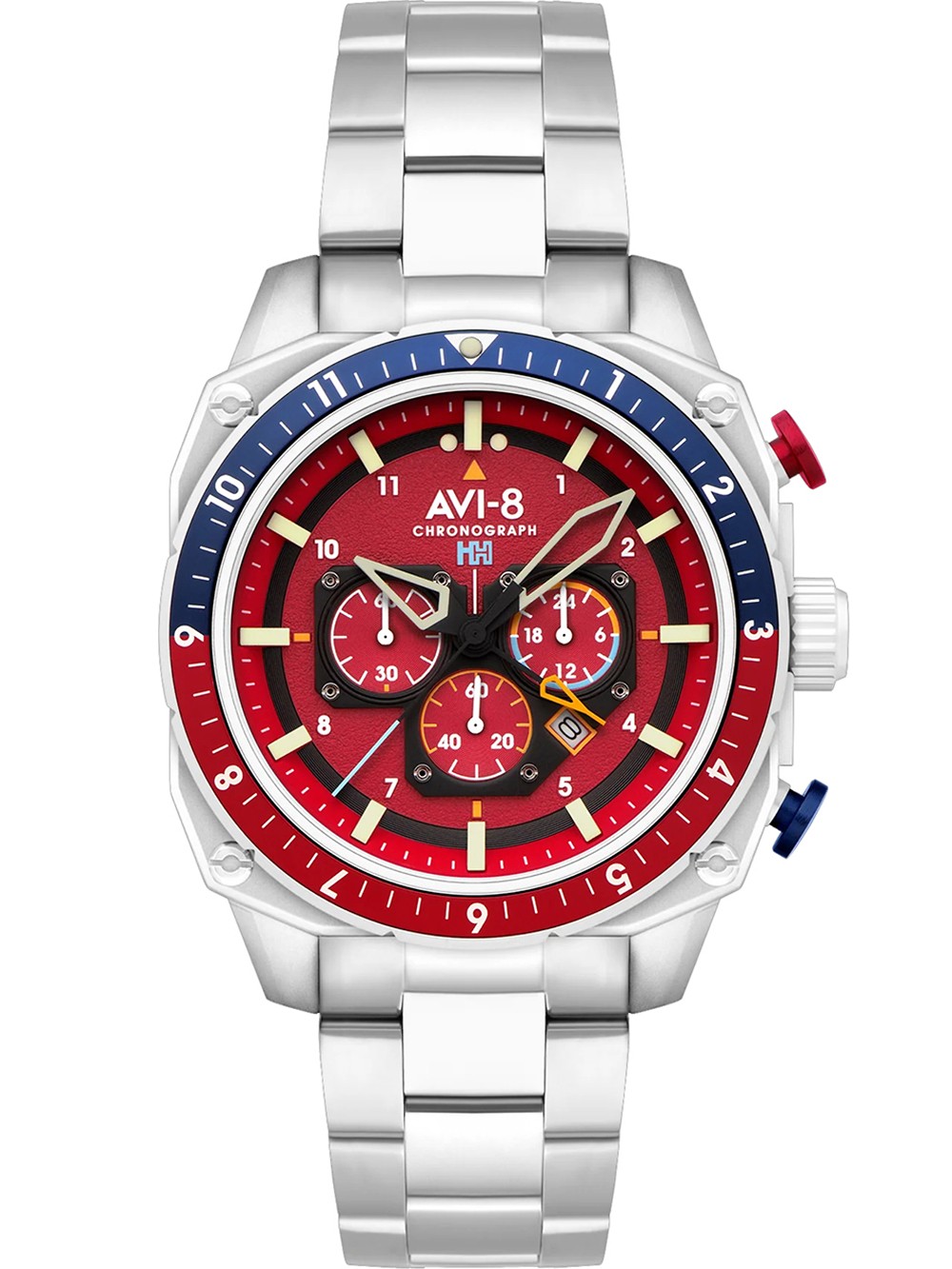 orologio uomo AVI-8 AV-4100-22 Mens Watch Hawker Hunter Dual Time Chronograph 43mm 5ATM