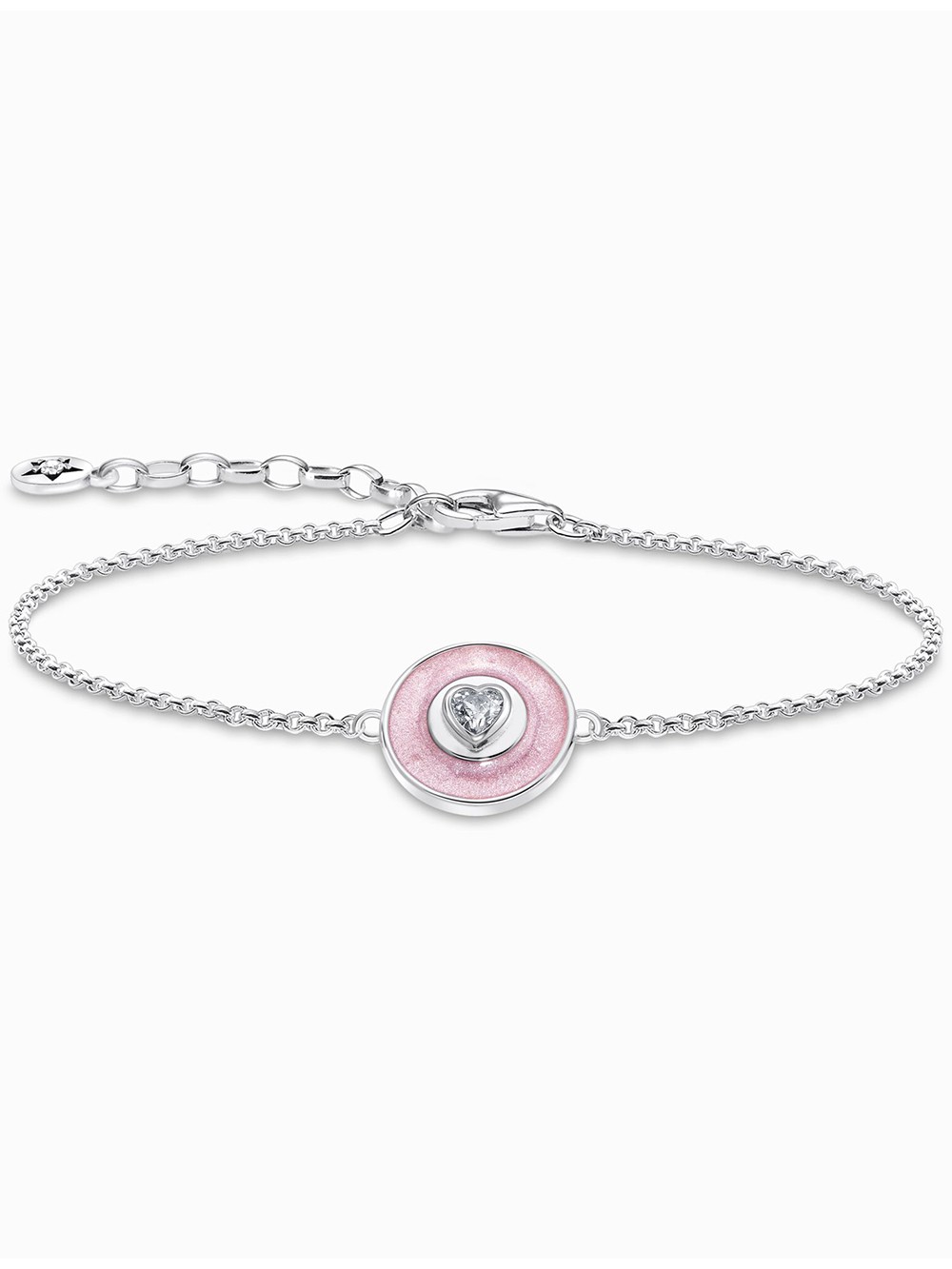bracciale donna Thomas Sabo A2143-691-9-L19V Silver bracelet w. pink pendant