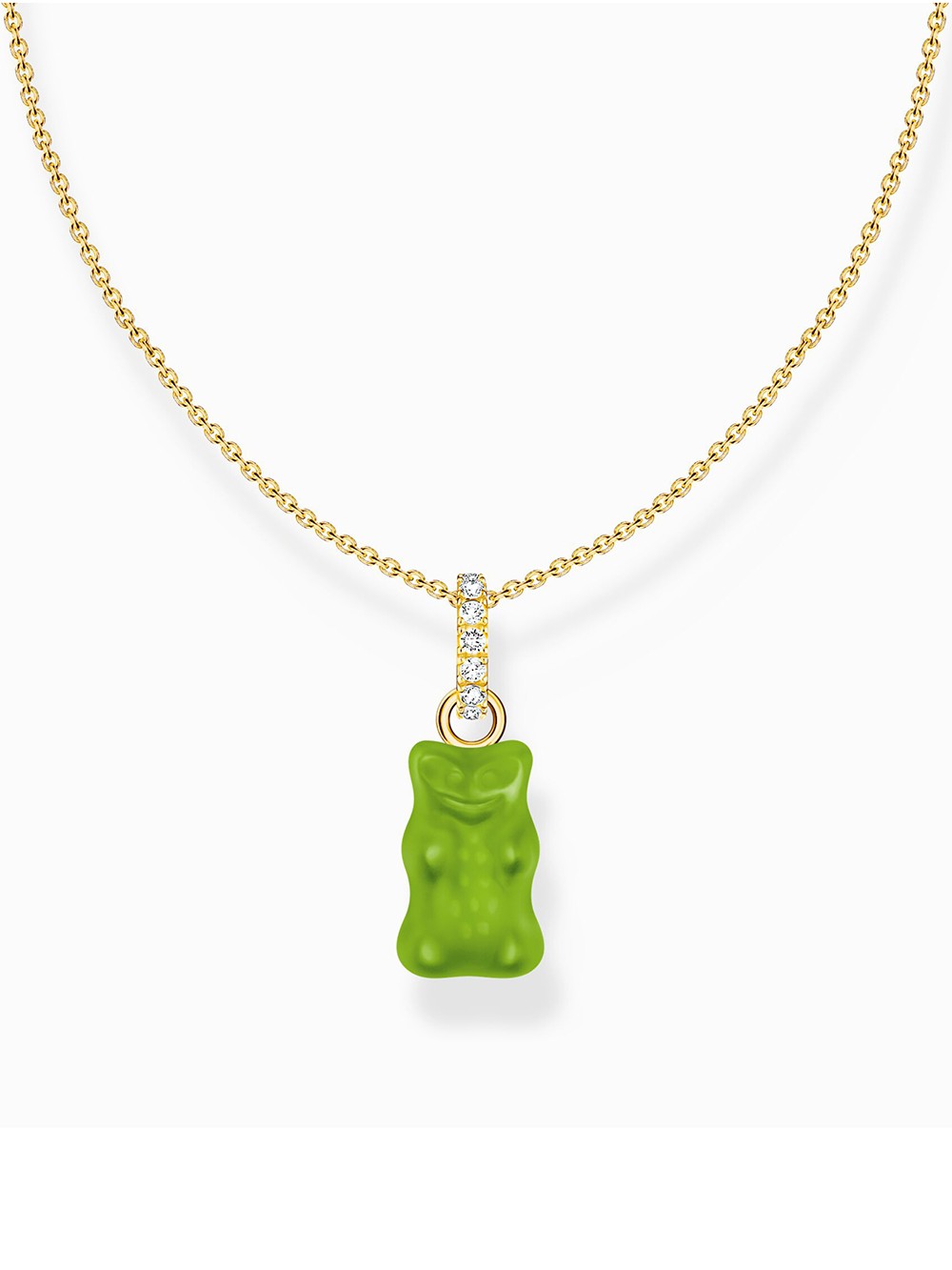 collana donna Thomas Sabo KE2209-414-6-L45V Gold-plated chain w. green Goldbears pendant