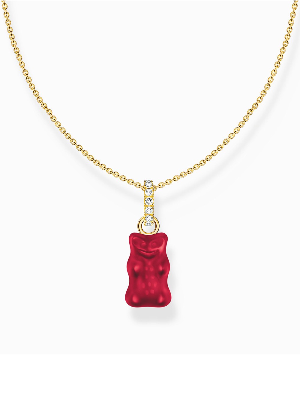 collana donna Thomas Sabo KE2209-414-10-L45 Gold-plated chain w. red Goldbears pendant