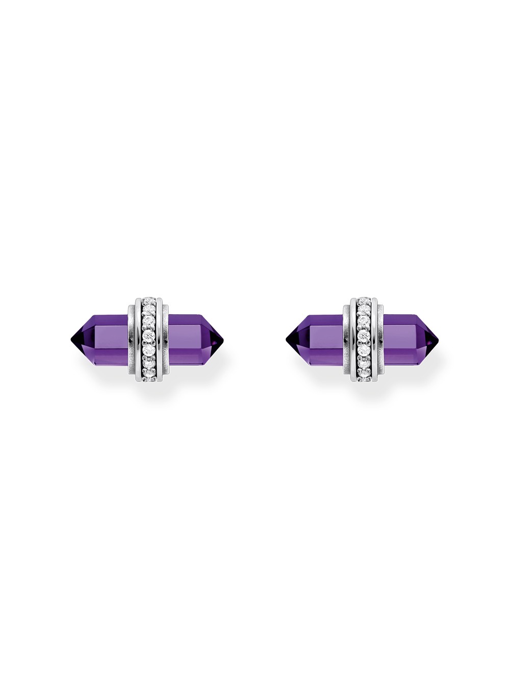 orecchini donna Thomas Sabo H2281-643-13 Silver stud earrings w. violet onyx