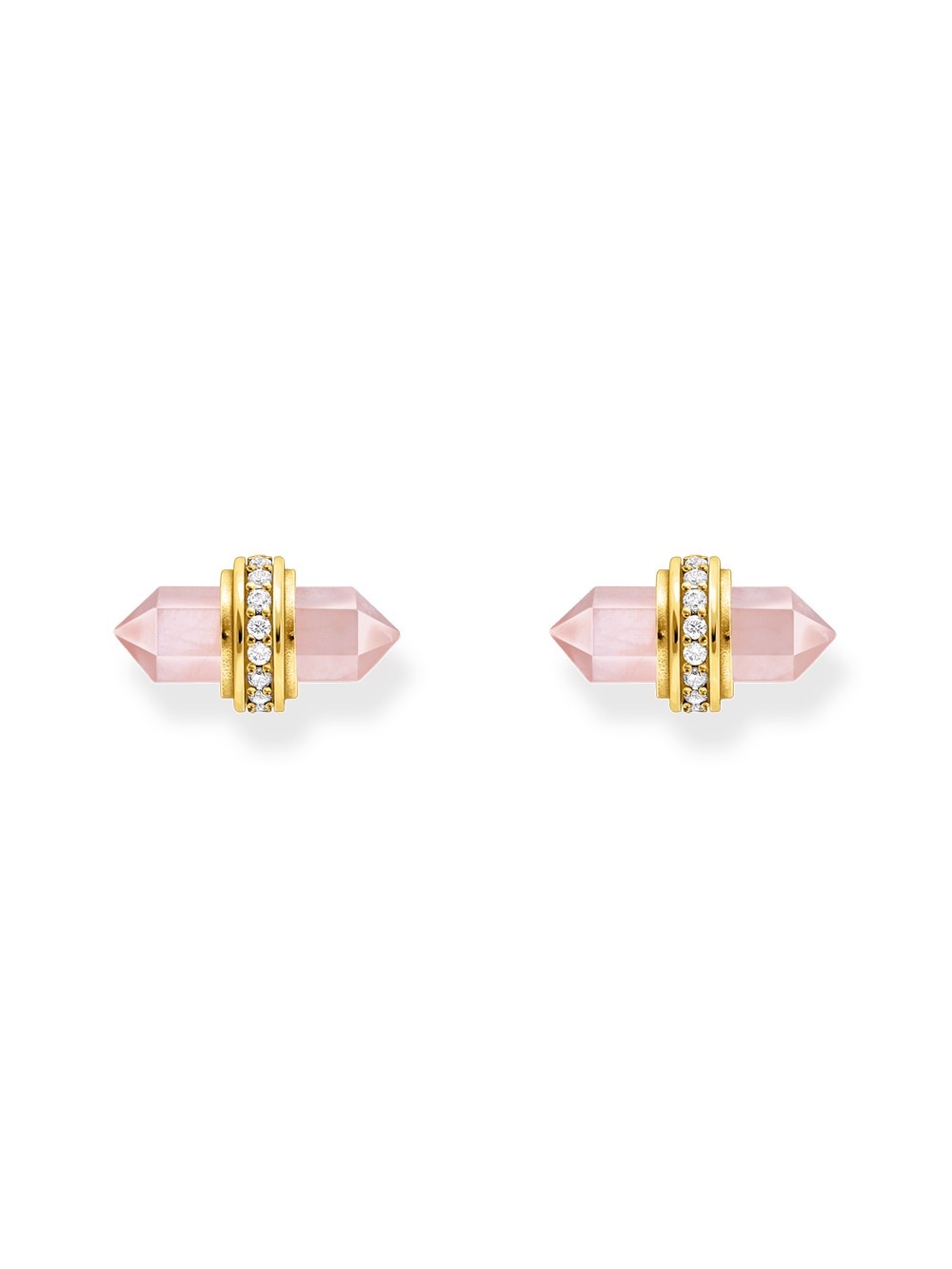 orecchini donna Thomas Sabo H2281-414-9 Gold stud earrings w. pink onyx