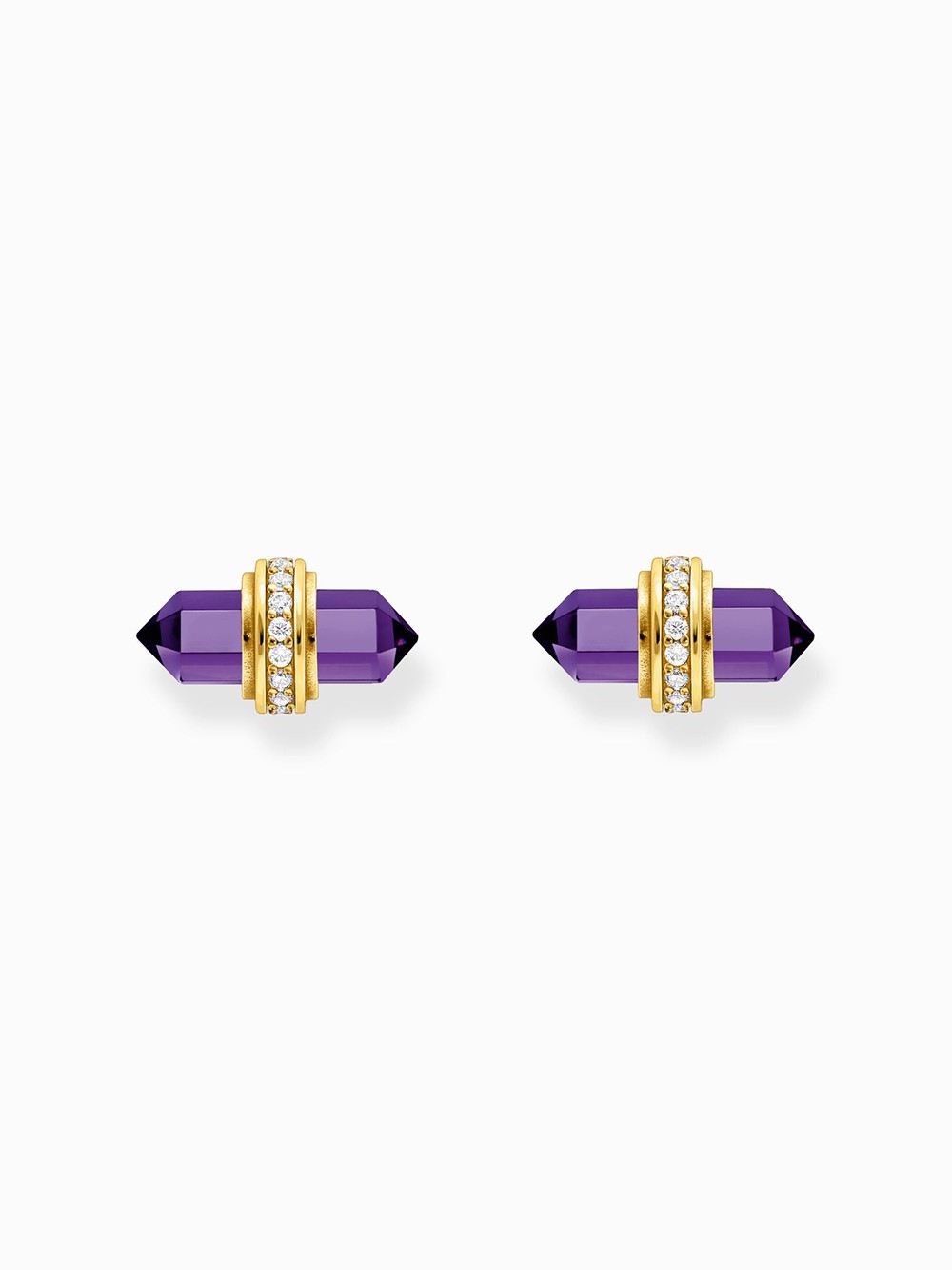 orecchini donna Thomas Sabo H2281-414-13 Gold stud earrings w. violet onyx