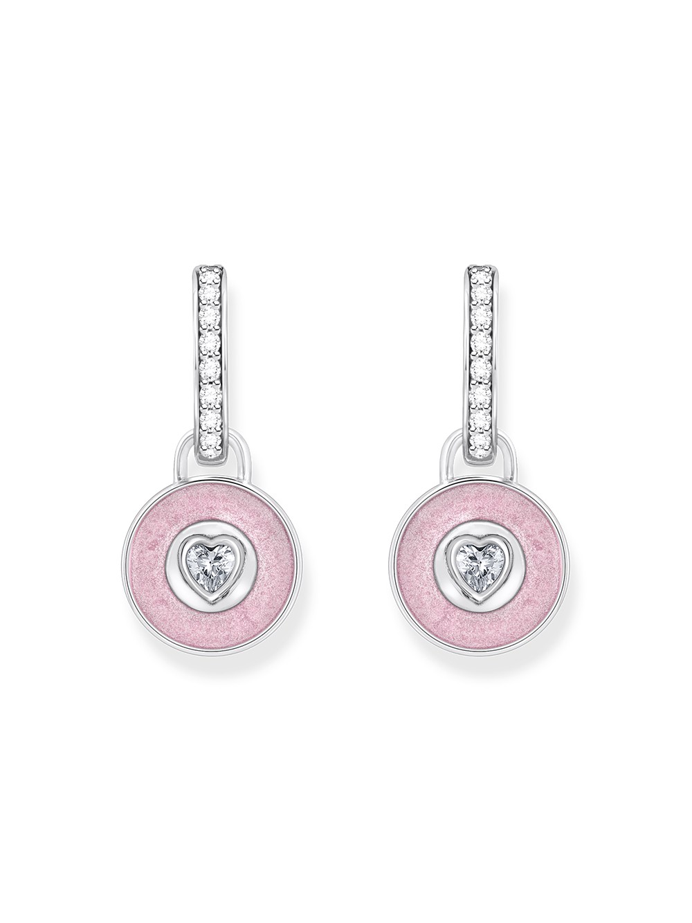 orecchini donna Thomas Sabo CR723-691-9 Silver hoop earrings w. pink pendant & zirconia
