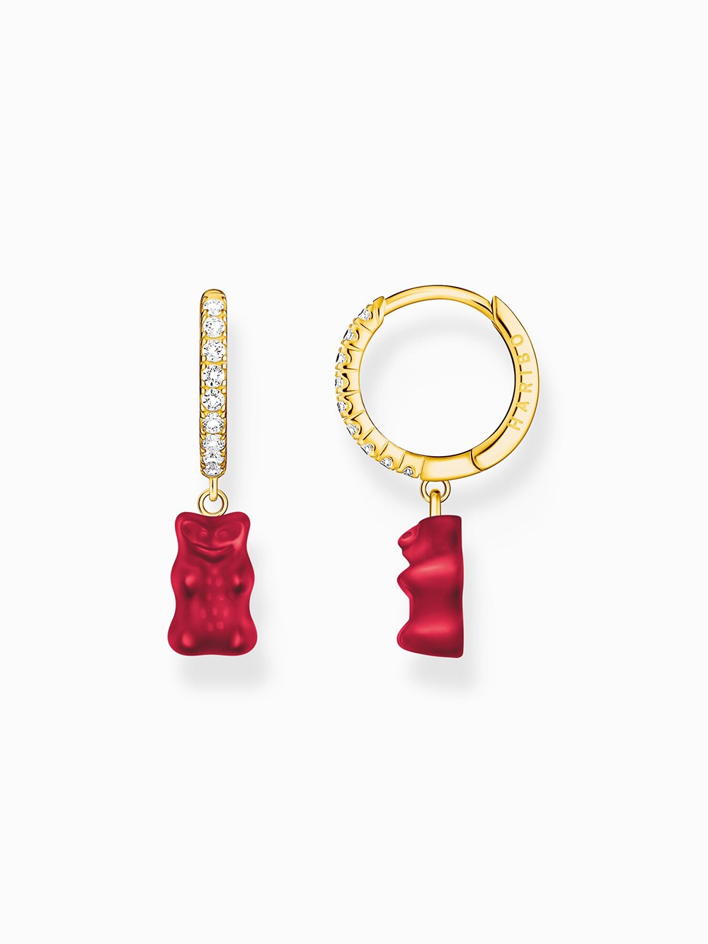 orecchini donna Thomas Sabo CR726-414-10 Gold single hoop earrings w. red Goldbears