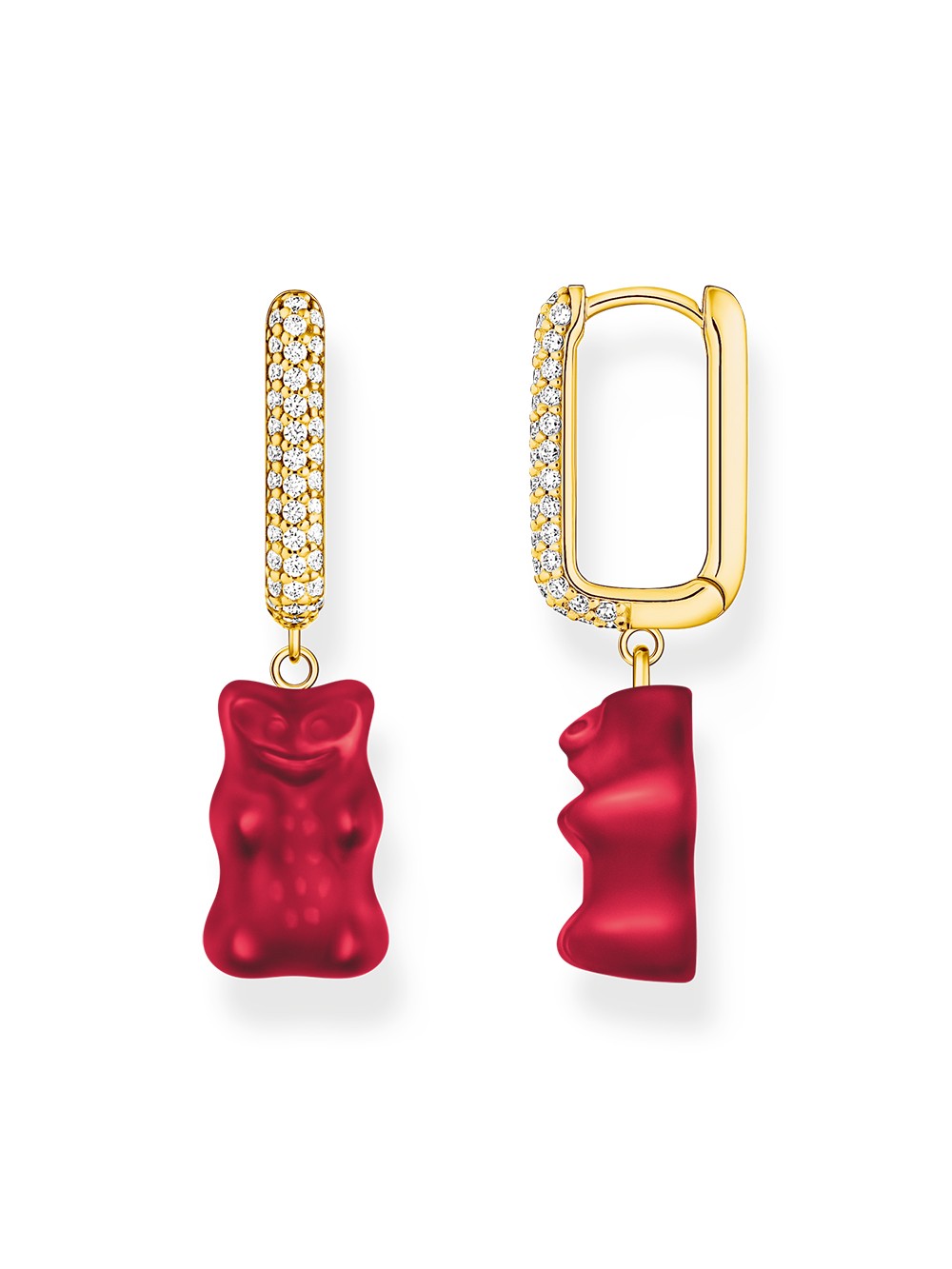 orecchini donna Thomas Sabo CR727-414-10 Gold-plated single creole with red gold bear in midi version Ladies
