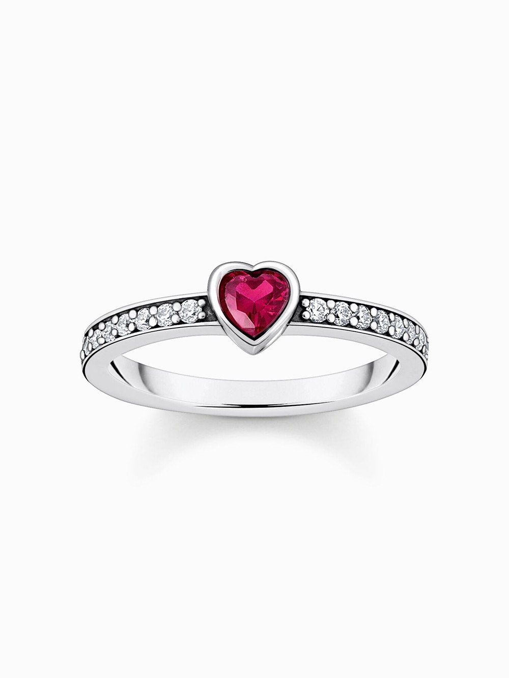 anello donna Thomas Sabo TR2448-640-10-56 Silver solitaire ring w. red stone + zirconia