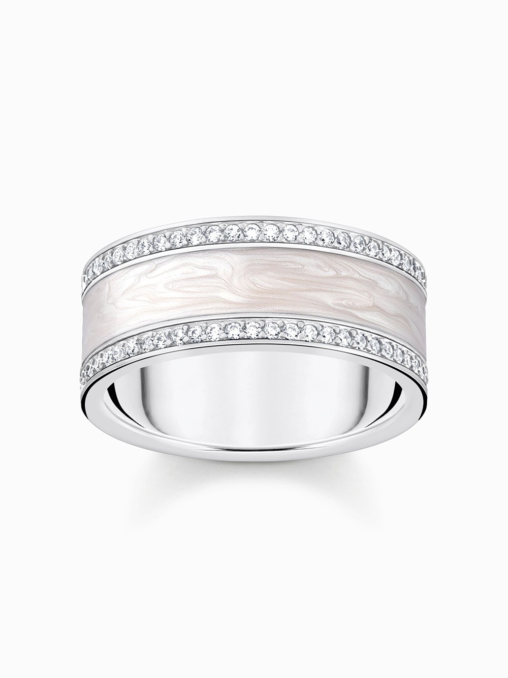 anello donna Thomas Sabo TR2446-041-14-56 Silver band ring w. white zirconia and enamel