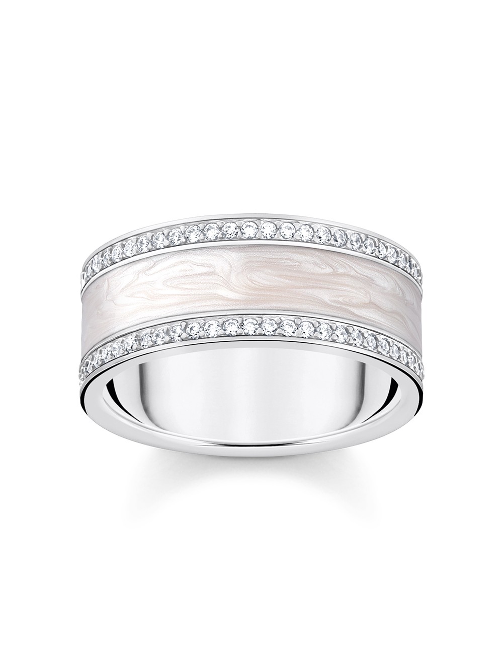 anello donna Thomas Sabo TR2446-041-14-58 Silver band ring w. white zirconia and enamel