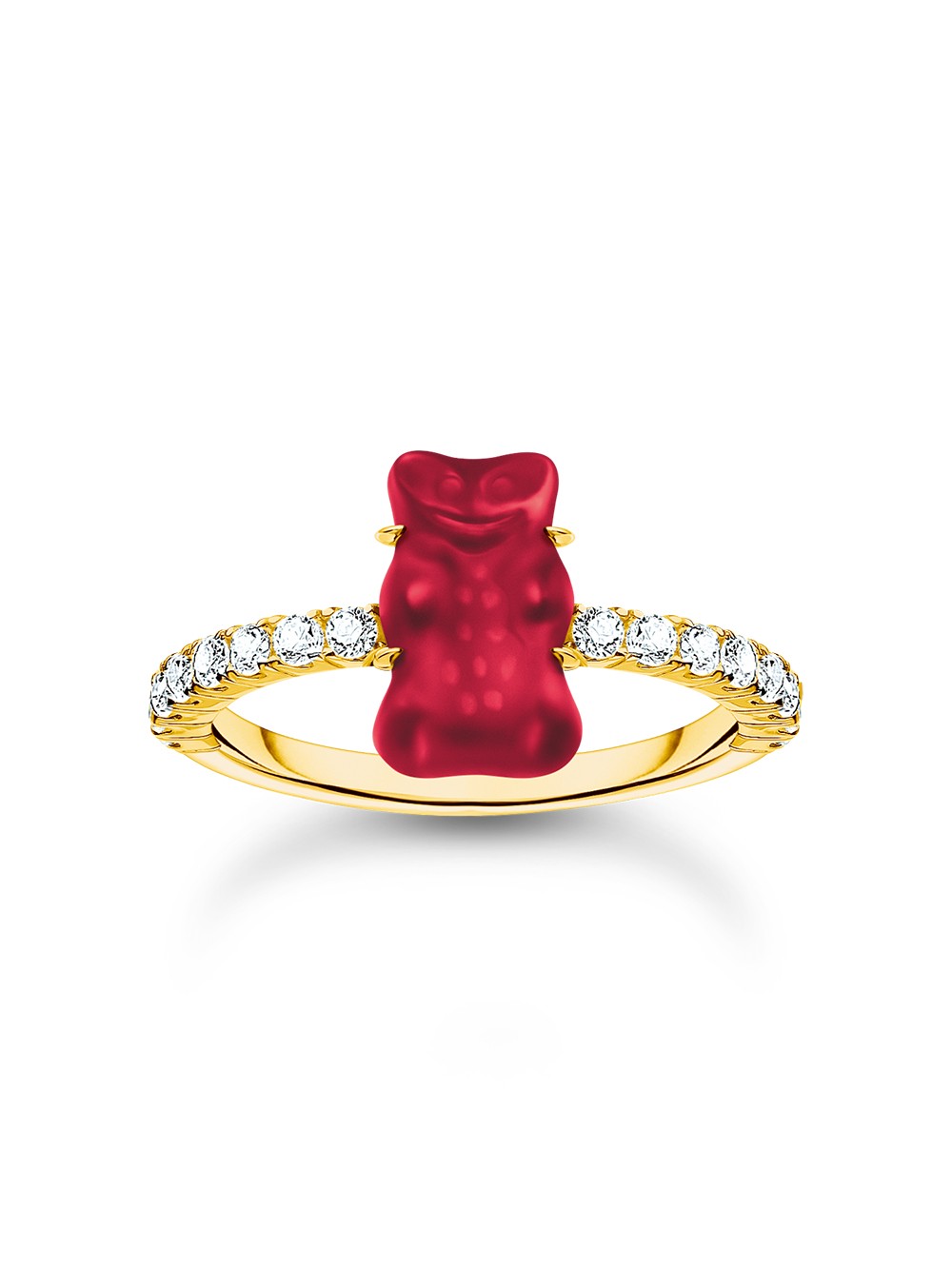 anello donna Thomas Sabo TR2459-414-10-54 Gold ring w. red Goldbears