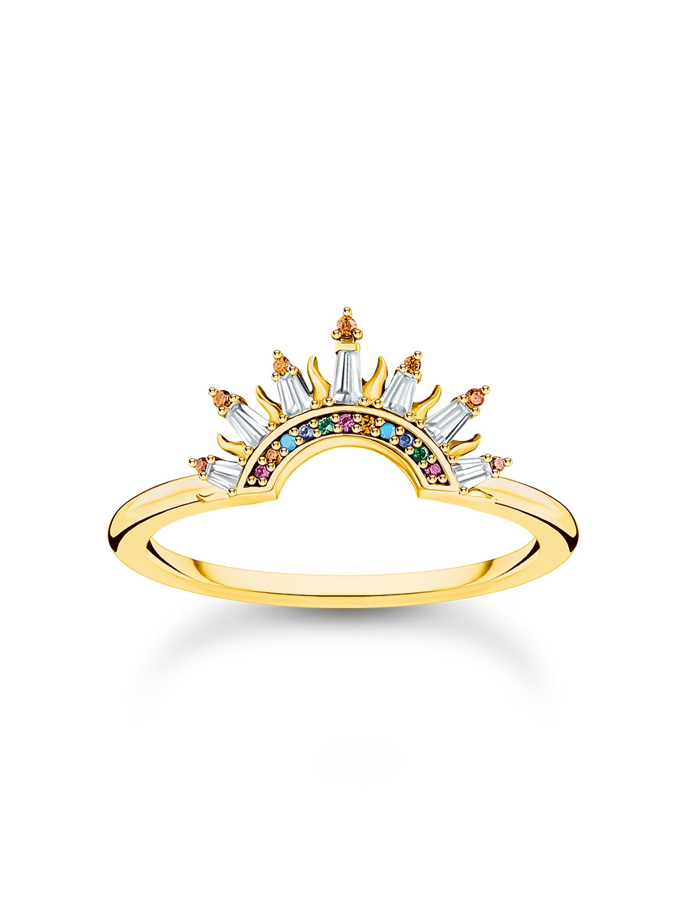 anello donna Thomas Sabo TR2456-488-7-54 Gold-plated ring w. sunbeams and coloured stones