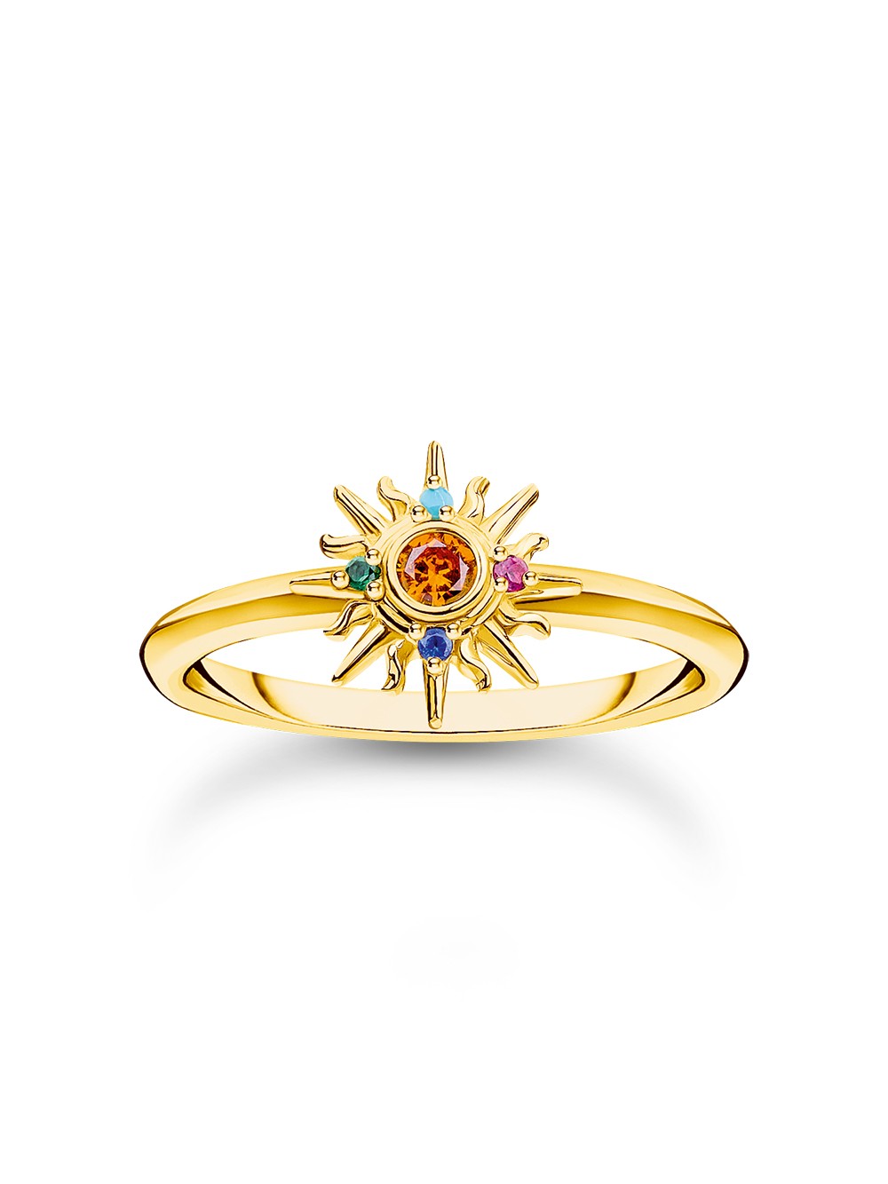 anello donna Thomas Sabo TR2458-488-7-54 VGold-plated ring w. sun and colourful stones