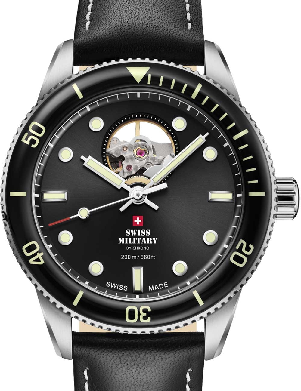 orologio uomo Swiss Military SMA34106.15 Mens Watch Automatic Open-Heart Diver 42mm 20ATM