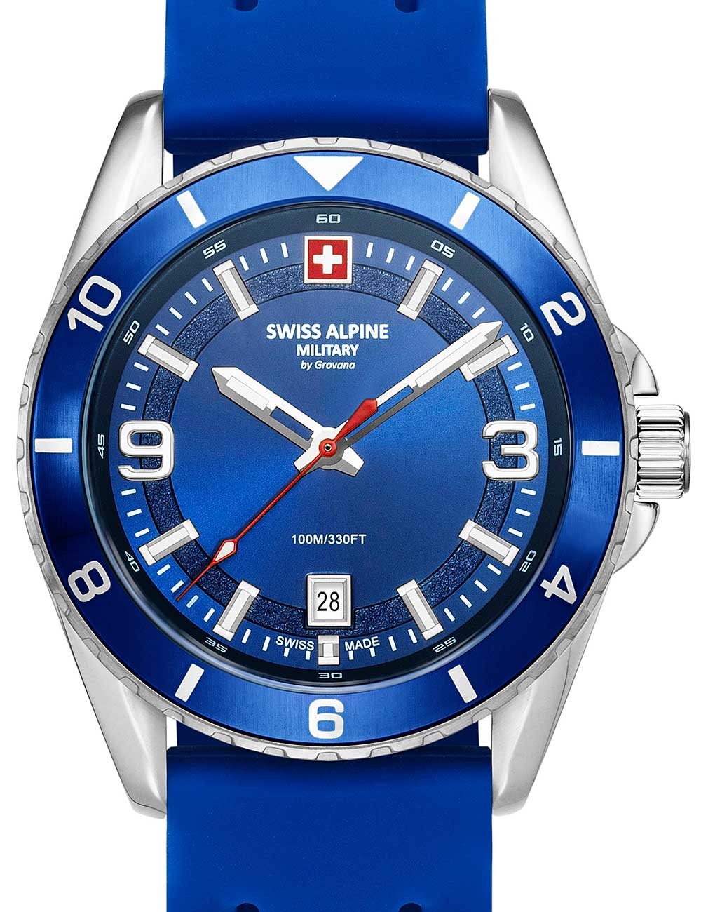 orologio uomo Swiss Alpine Military 7034.1835 Mens Watch Sierra silver blue 42mm 10ATM