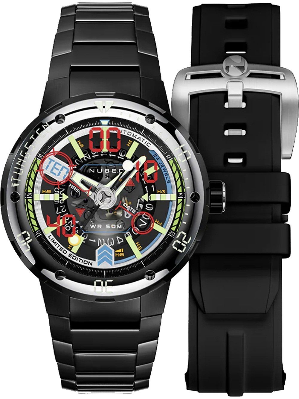 orologio uomo Nubeo NB-6090-22 Mens Watch Mariner 9 Automatic Limited Edition 50mm 5ATM