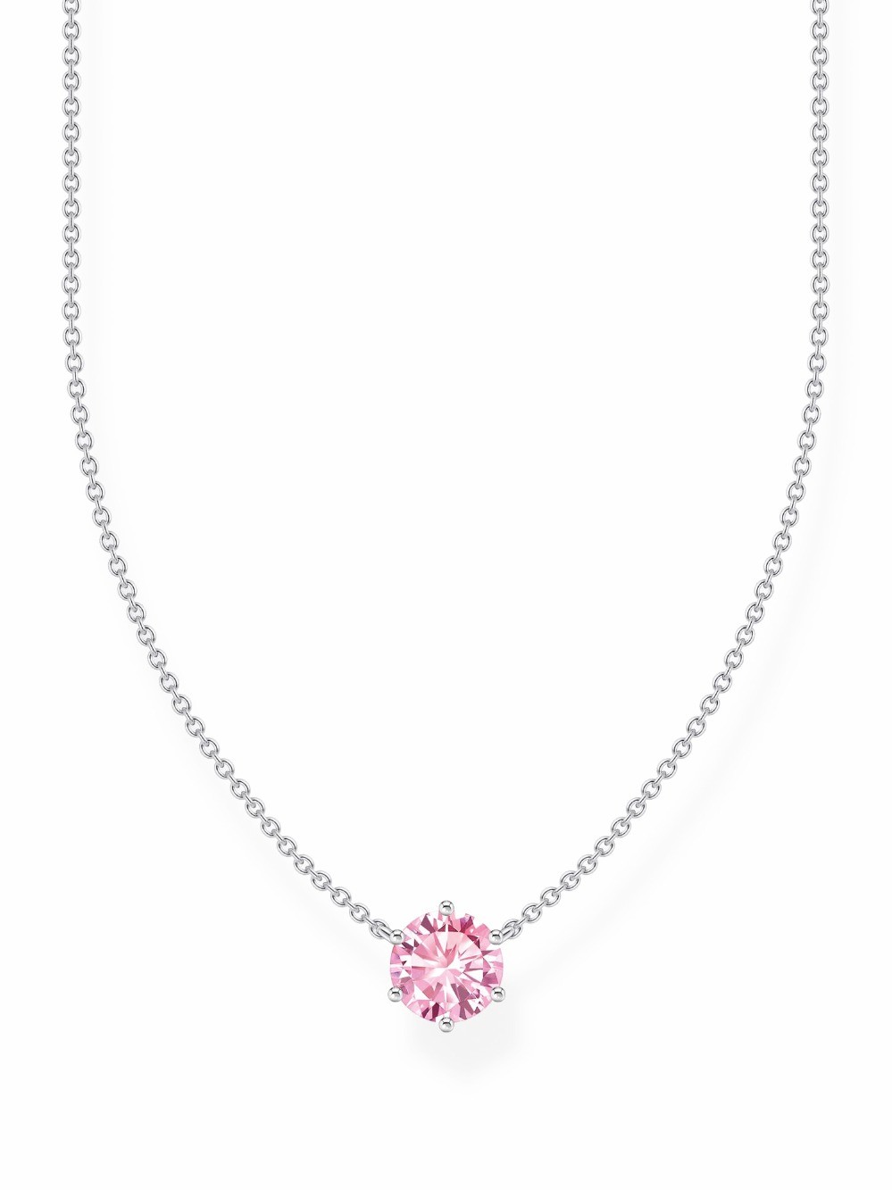 collana donna Thomas Sabo KE2210-051-9-L45V Silver Necklace with pink Zirconia Pendant 40-45 cm Ladies