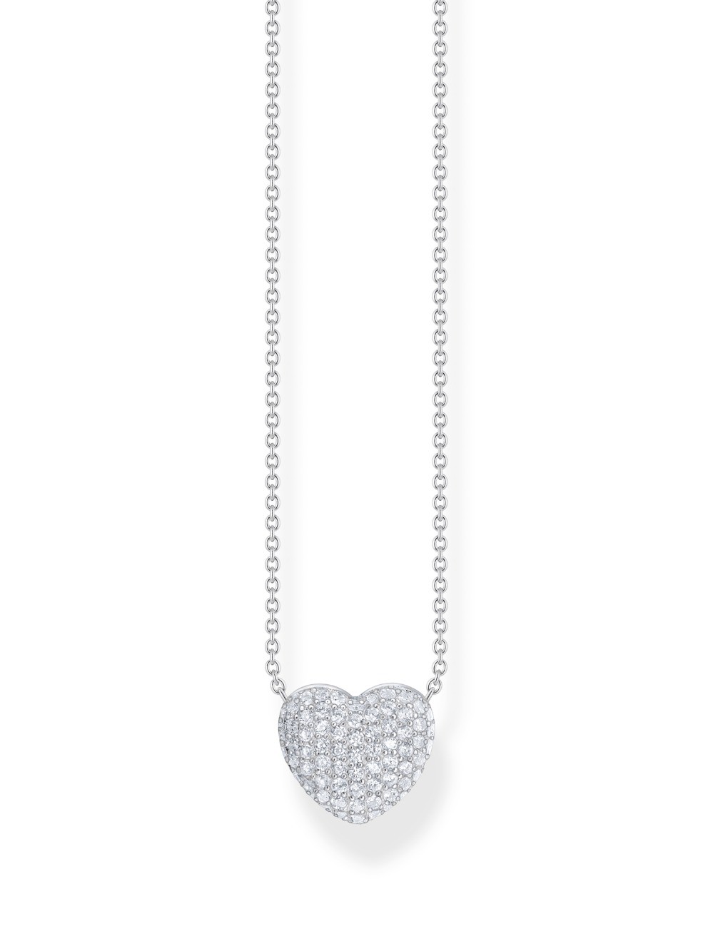 collana donna Thomas Sabo KE2277-051-14-L45V Silver Heart Necklace with Zirconia 40-45 cm Ladies