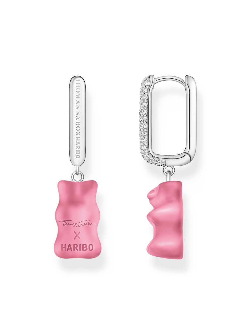 orecchini donna Thomas Sabo CR727-052-9 Silver Single Hoop Earrings Midiversion with pink Gold Bears 34,5 mm Ladies