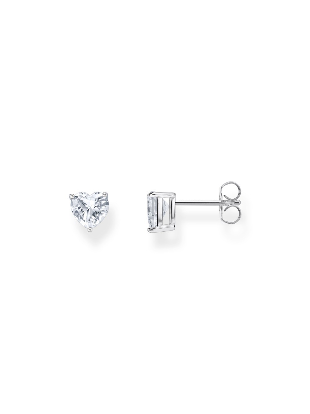 orecchini donna Thomas Sabo H2306-051-14 Silver Ear Studs with white Stone in Heart Shape 7,0 mm Ladies