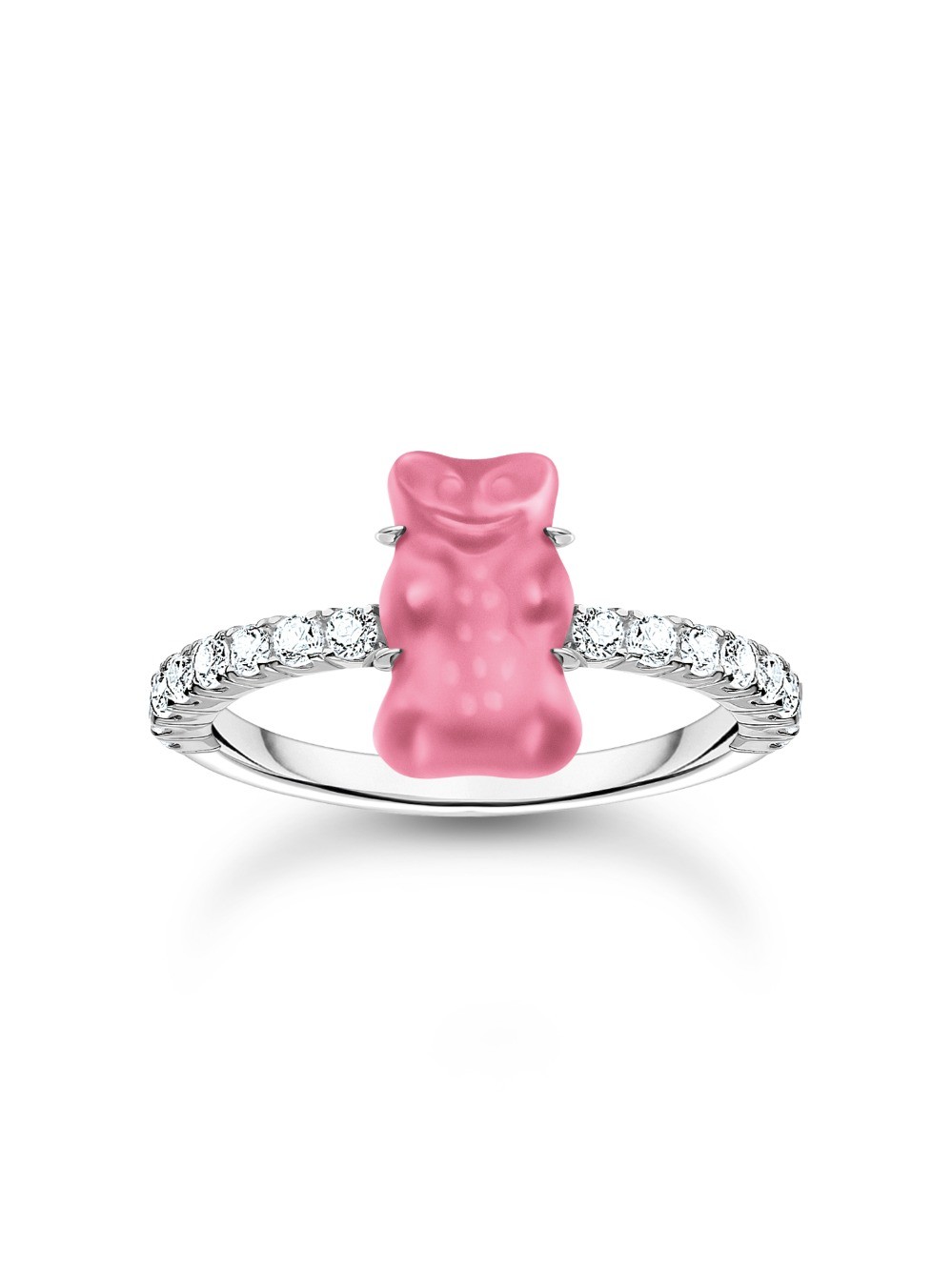 anello donna Thomas Sabo TR2459-052-9-52 Silver Ring with pink Gold Bears and Zirconia Ladies