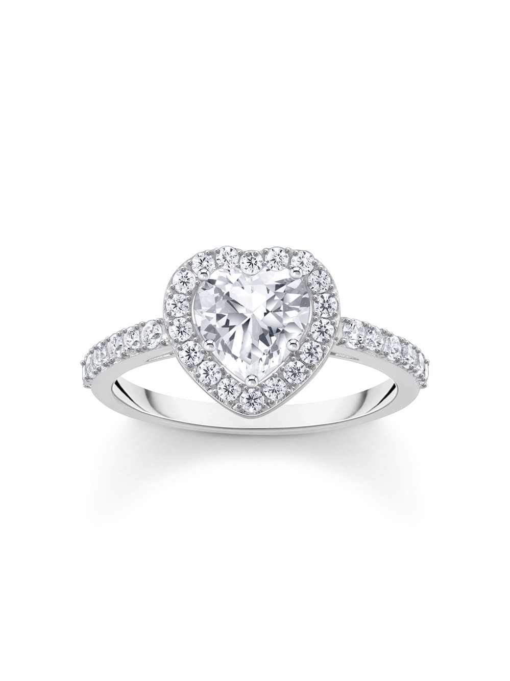 anello donna Thomas Sabo TR2477-051-14-54 Silver Halo-Ring in Heart Shape with white Zirconia Ladies