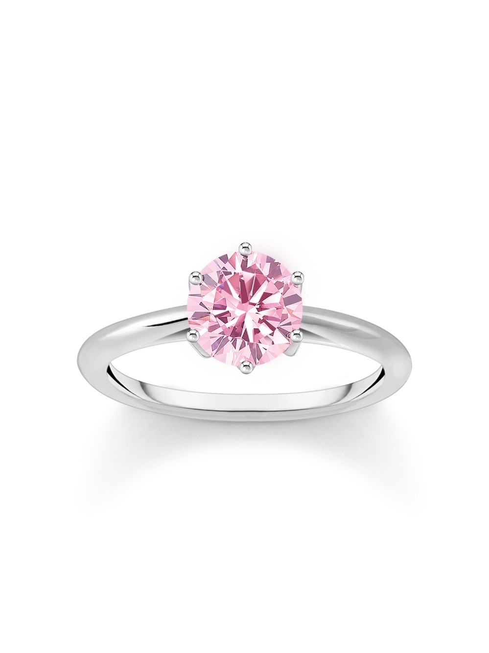 anello donna Thomas Sabo TR2474-051-9-56 Silver Ring with pink Stone in Brilliant-cut Ladies