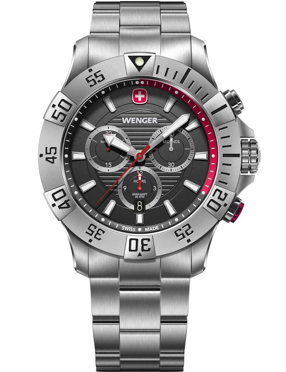 orologio uomo Wenger 01.0643.123 Mens Watch Seaforce Chronograph 43mm 20ATM