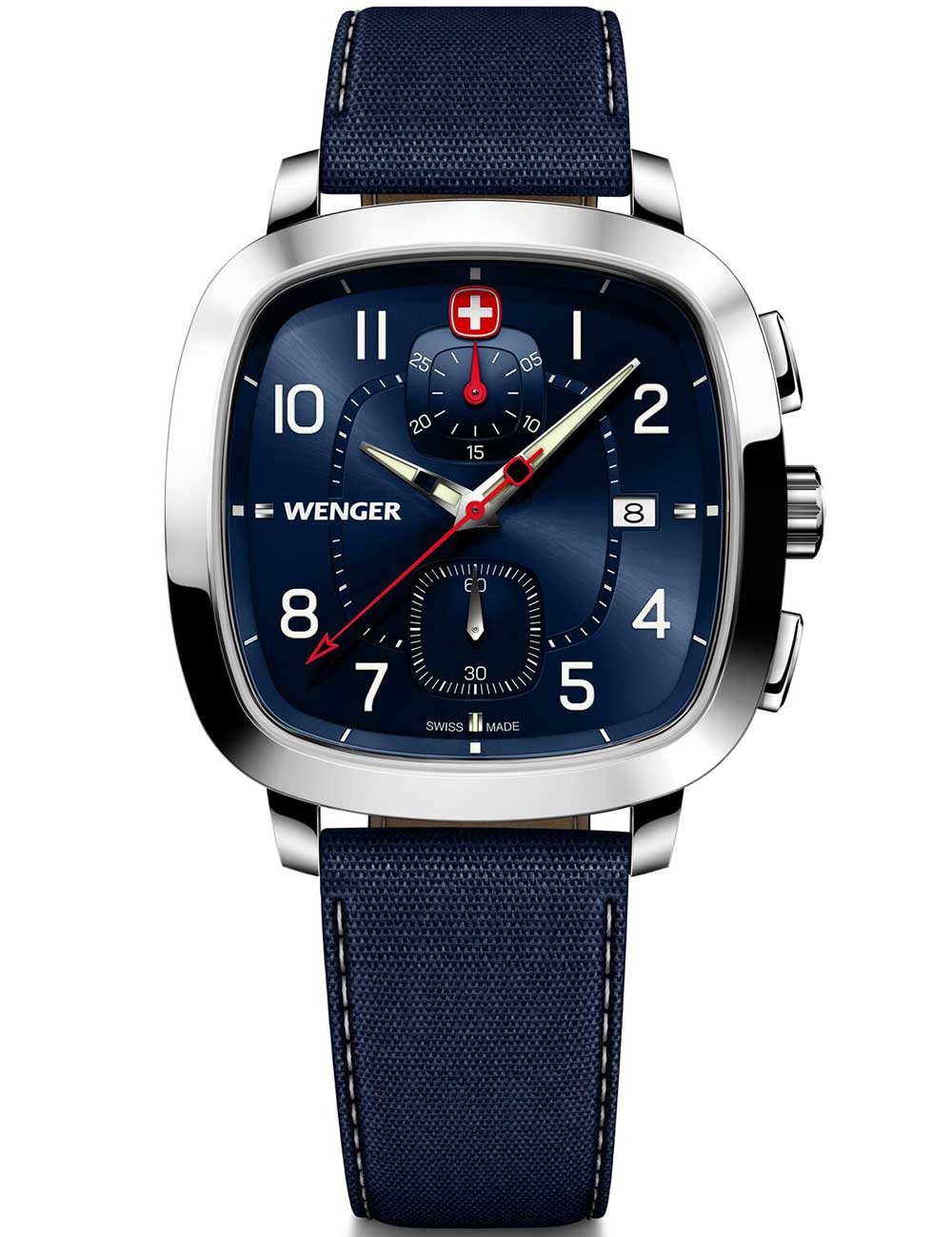 orologio uomo Wenger 01.1933.110 Mens Watch Vintage Sport Chronograph 40mm 5ATM