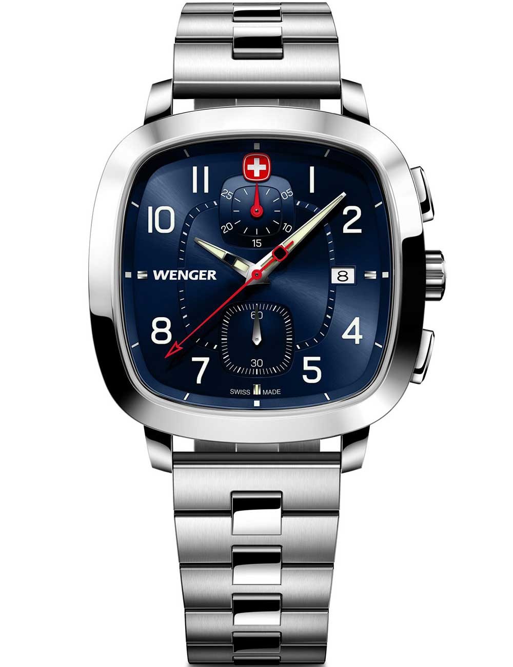 orologio uomo Wenger 01.1933.111 Mens Watch Vintage Sport Chronograph 40mm 5ATM