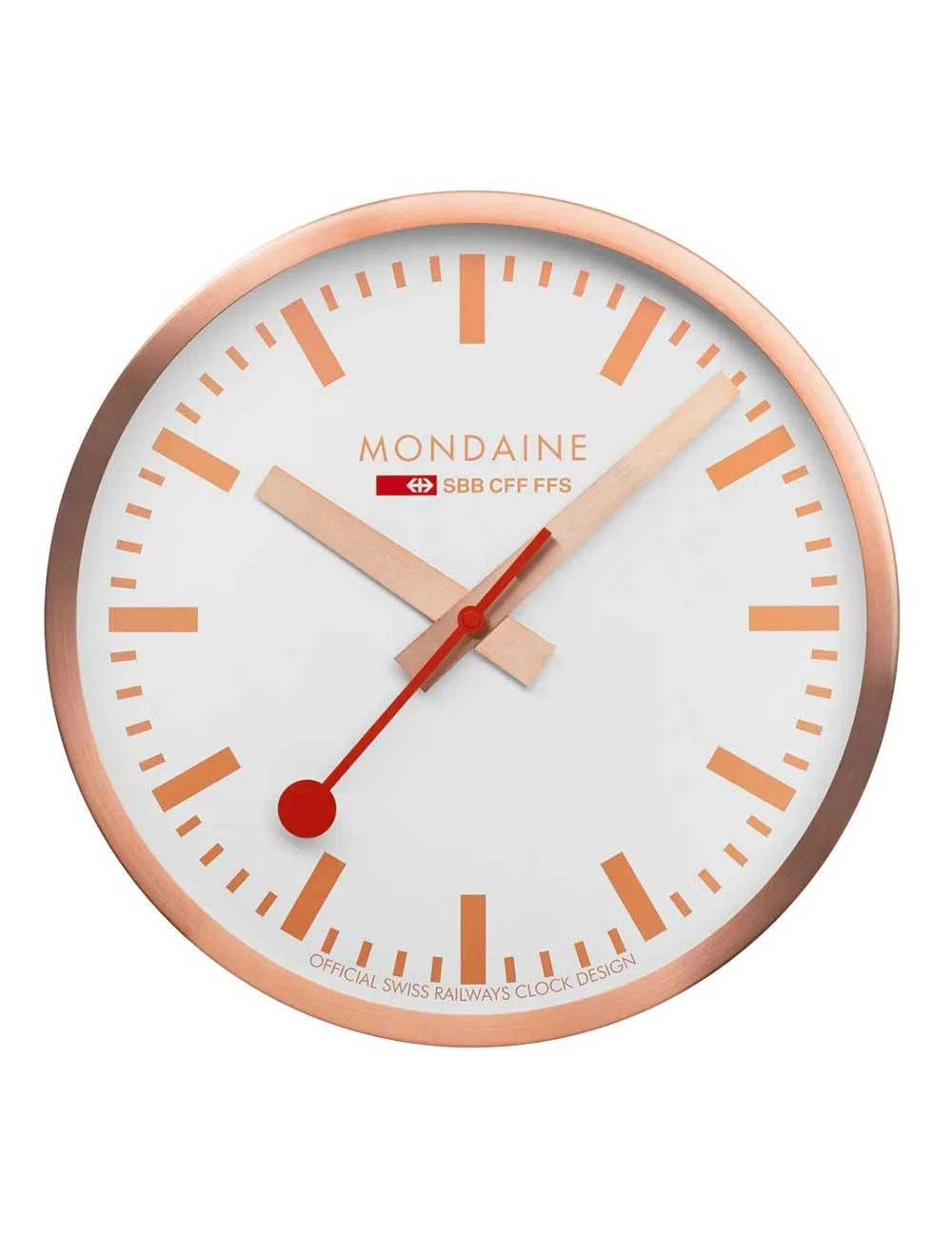 orologio da muro Mondaine A995.CLOCK.17SBK Rose Gold Wall Clock, Station Clock 40 cm Made Off aluminum