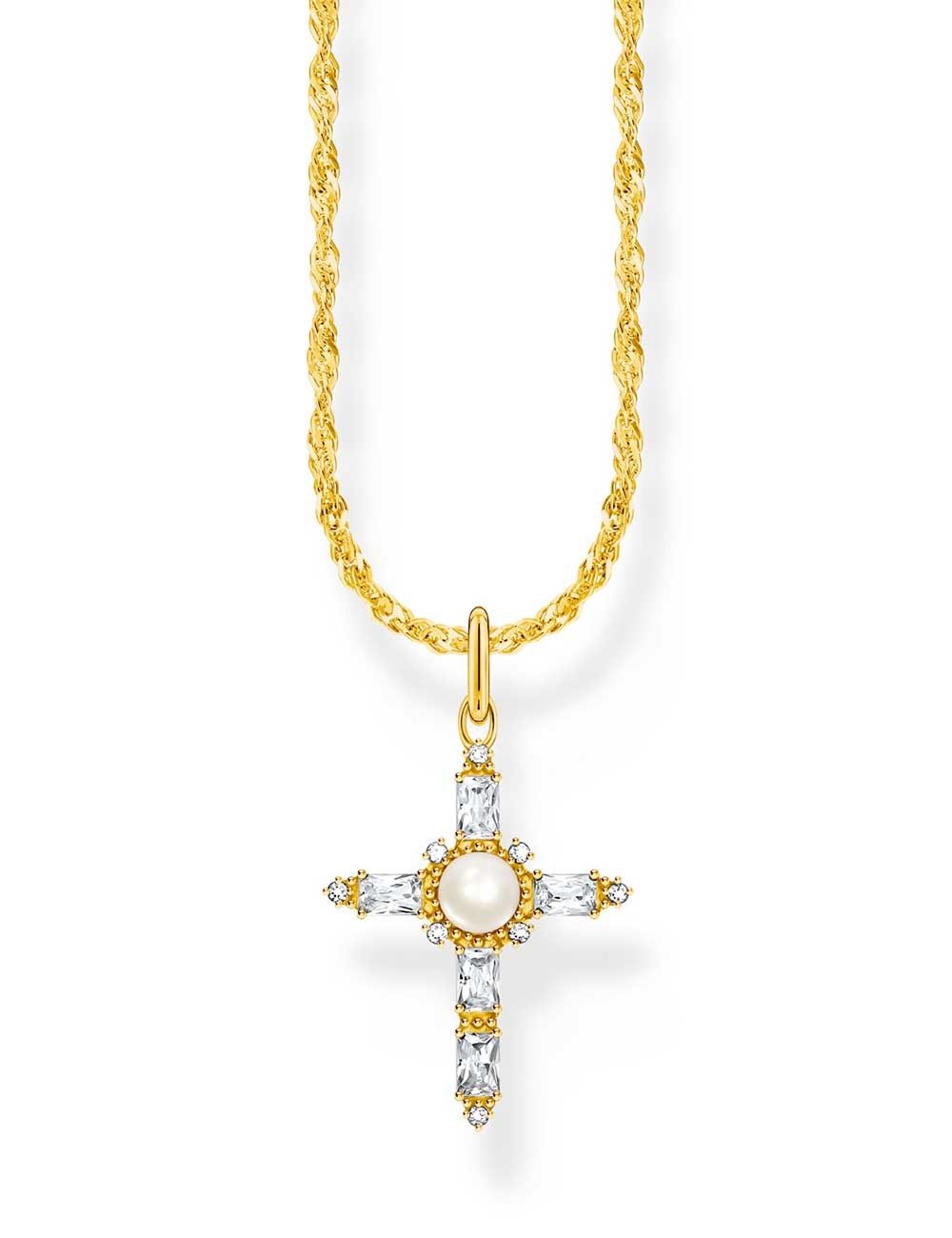 collana donna Thomas Sabo KE2296-445-14-L45V Gold-plated Necklace With Cross Pendant Romance Ladies