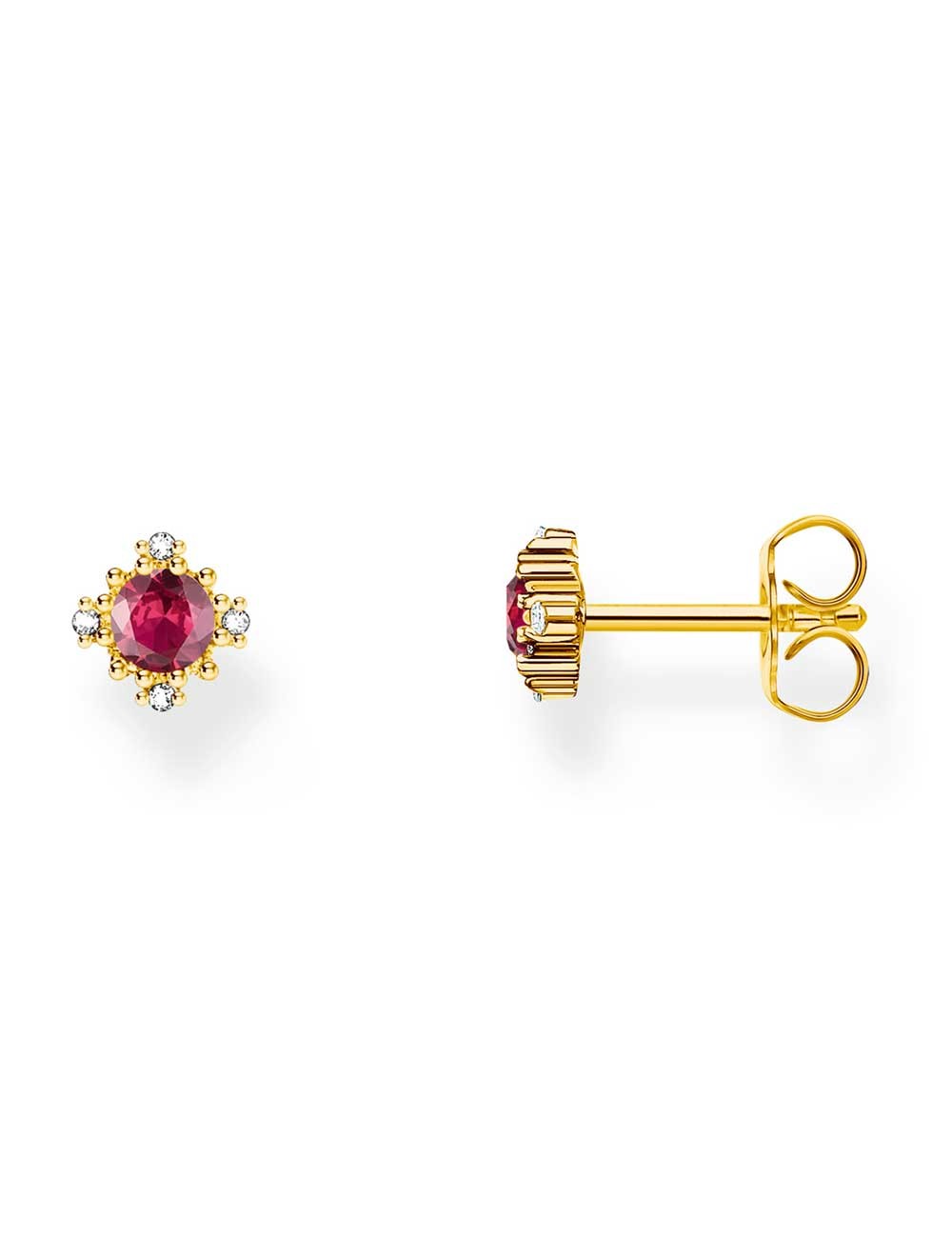 orecchini donna Thomas Sabo H2311-995-10 Gold-plated Stud Earrings With Red Stone Ladies