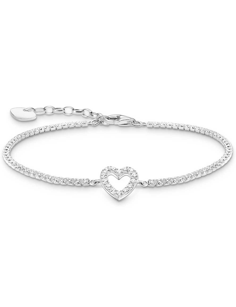 bracciale donna Thomas Sabo A2177-051-14-L19V Silver Tennis Bracelet Heart With White stones