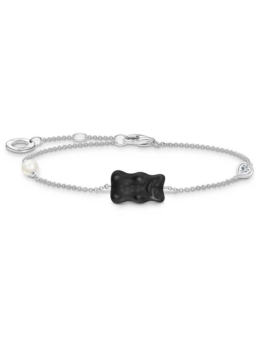 bracciale donna Thomas Sabo A2151-052-11-L19V Silver Bracelet With Black Gold Bear And Pearl + Stone