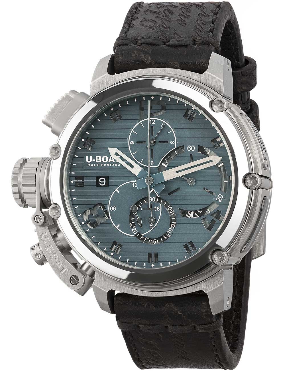 orologio uomo U-Boat 9589 Mens Watch Chimera 46mm Chrono SS Blue Automatic 10ATM