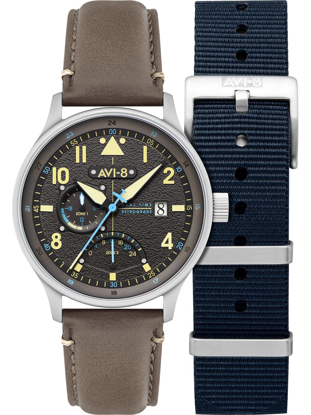 orologio uomo AVI-8 AV-4101-09 Mens Watch Hawker Hurricane McKellar Dual Time 44mm 5ATM