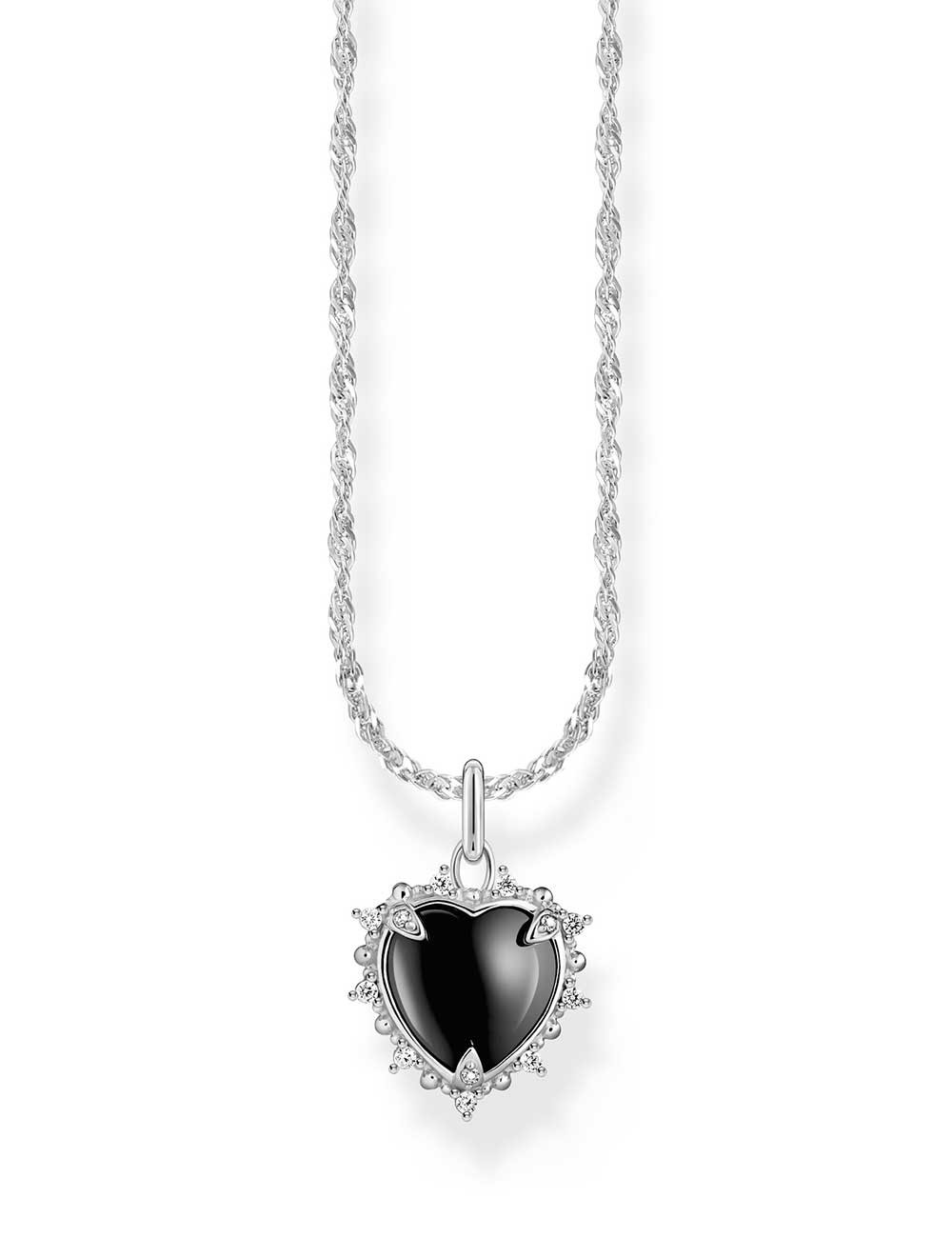 collana donna Thomas Sabo KE2297-643-11 Silver Necklace With Black Heart Pendant Heart Romance Ladies