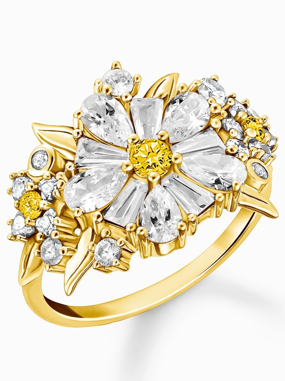 anello donna Thomas Sabo TR2335-414-4-54 Cocktailring flower with stones gold plated Ladies