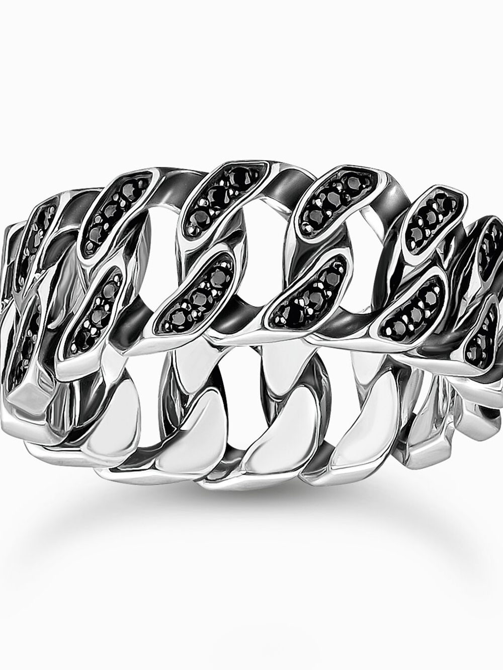anello uomo Thomas Sabo TR2501-643-11-64 Unisex Ring - Chain links black stones silver