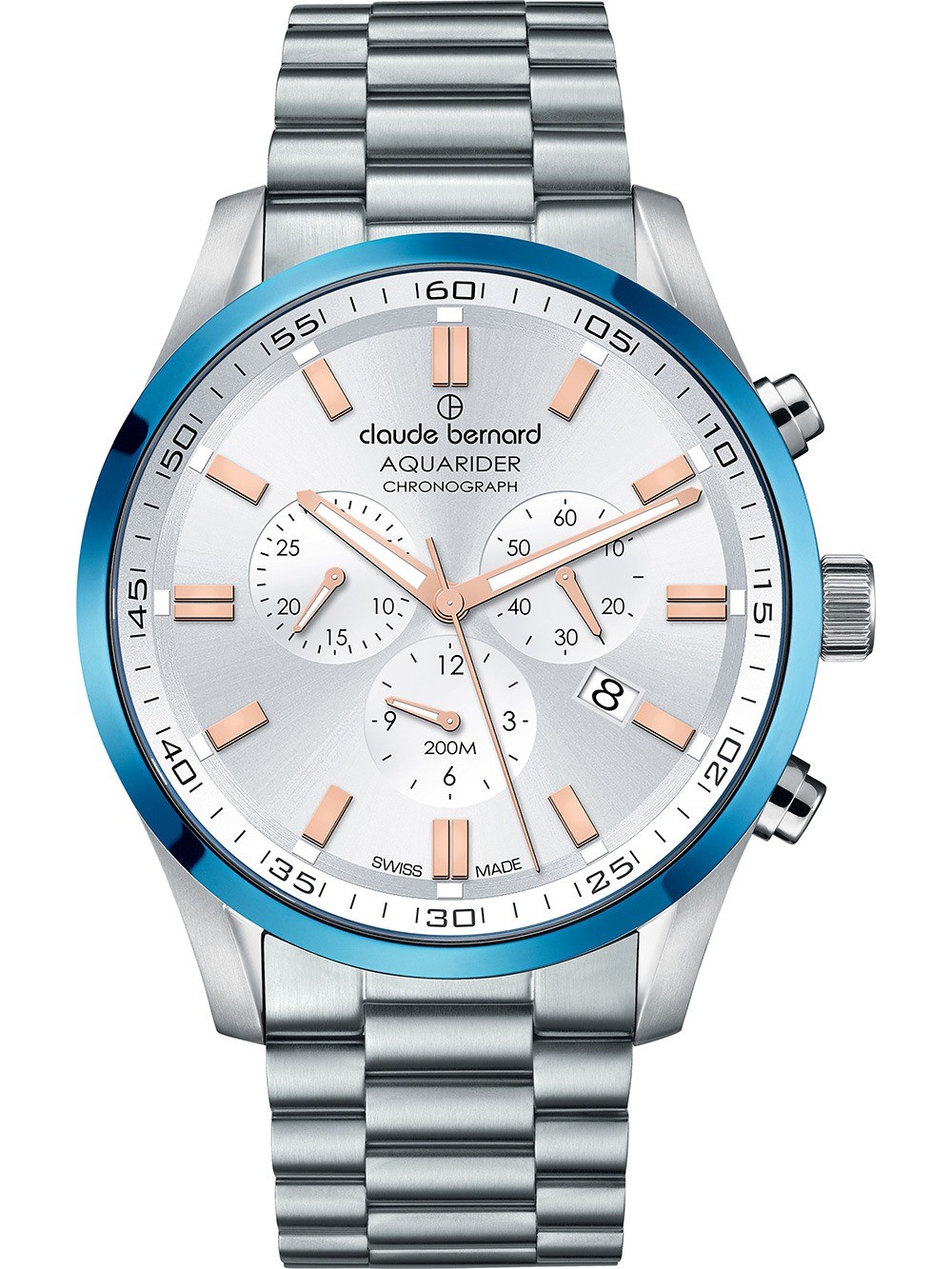 orologio uomo Claude Bernard 10222-3MBU-AIR Mens Watch Aquarider Chronograph 44mm 20ATM