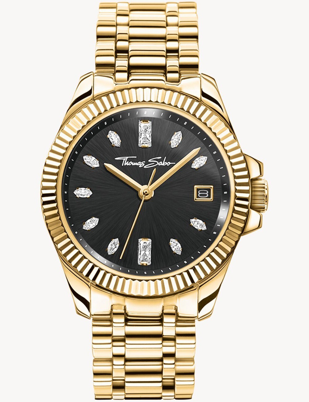 orologio donna Thomas Sabo WA0431-291-207 Ladies Watch black-gold 33mm 5ATM