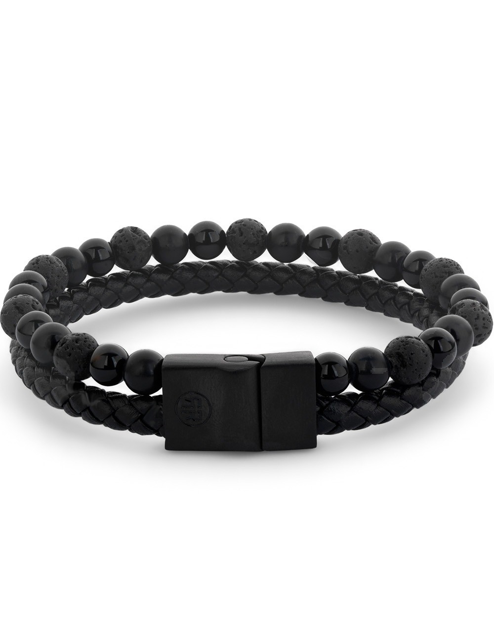 bracciale uomo Rebel & Rose RR-M0057-B-L+ Bracelet Full Metal Combo 12mm Black Rocks