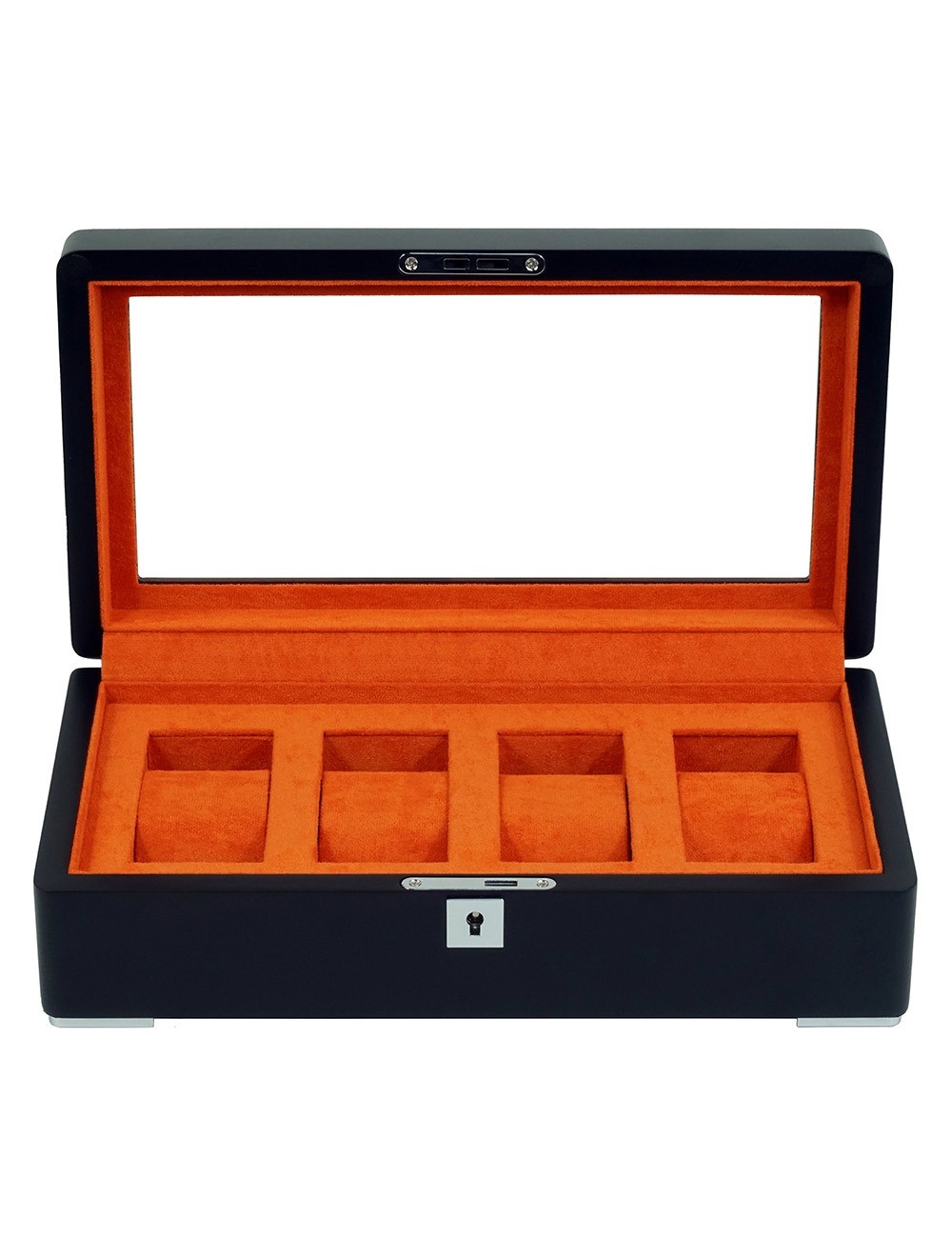 scatola orologio Rothenschild RS-3420-4-BL-ORA Watch Box Black [4] with orange velvet