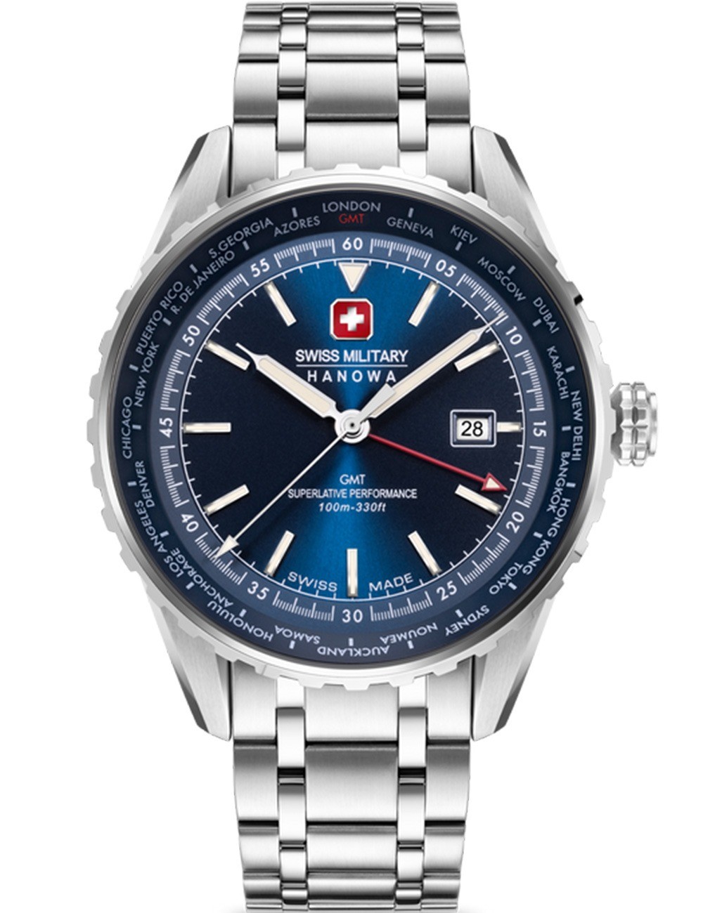 orologio uomo Swiss Military Hanowa SMWGH0003204 Mens Watch Afterburn GMT 44mm 10ATM
